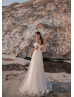 Ivory Lace Tulle Chic Wedding Dress With Removable Train Ivory Lace Tulle Chic Wedding Dress With Removable Train